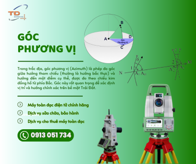 Góc phương vị- Ứng dụng và cách tính góc phương vị bằng máy toàn đạc điện tử